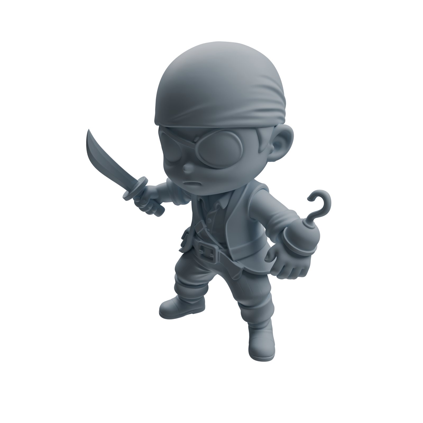 Detail view of MRY-SFW LYTR1089 Chibi Pirate Character Modern Model 4 pcs Model