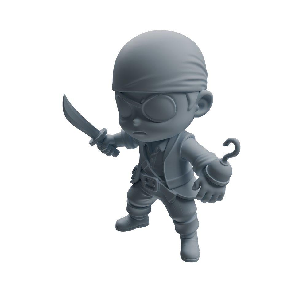 Detail view of MRY-SFW LYTR1089 Chibi Pirate Character Modern Model 4 pcs Model
