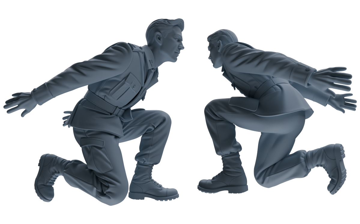 MRY-SFW SSTR185 Miniatures Soldier Model Kit Combat Engineer Soldier Pose Modern Model 4 pcs