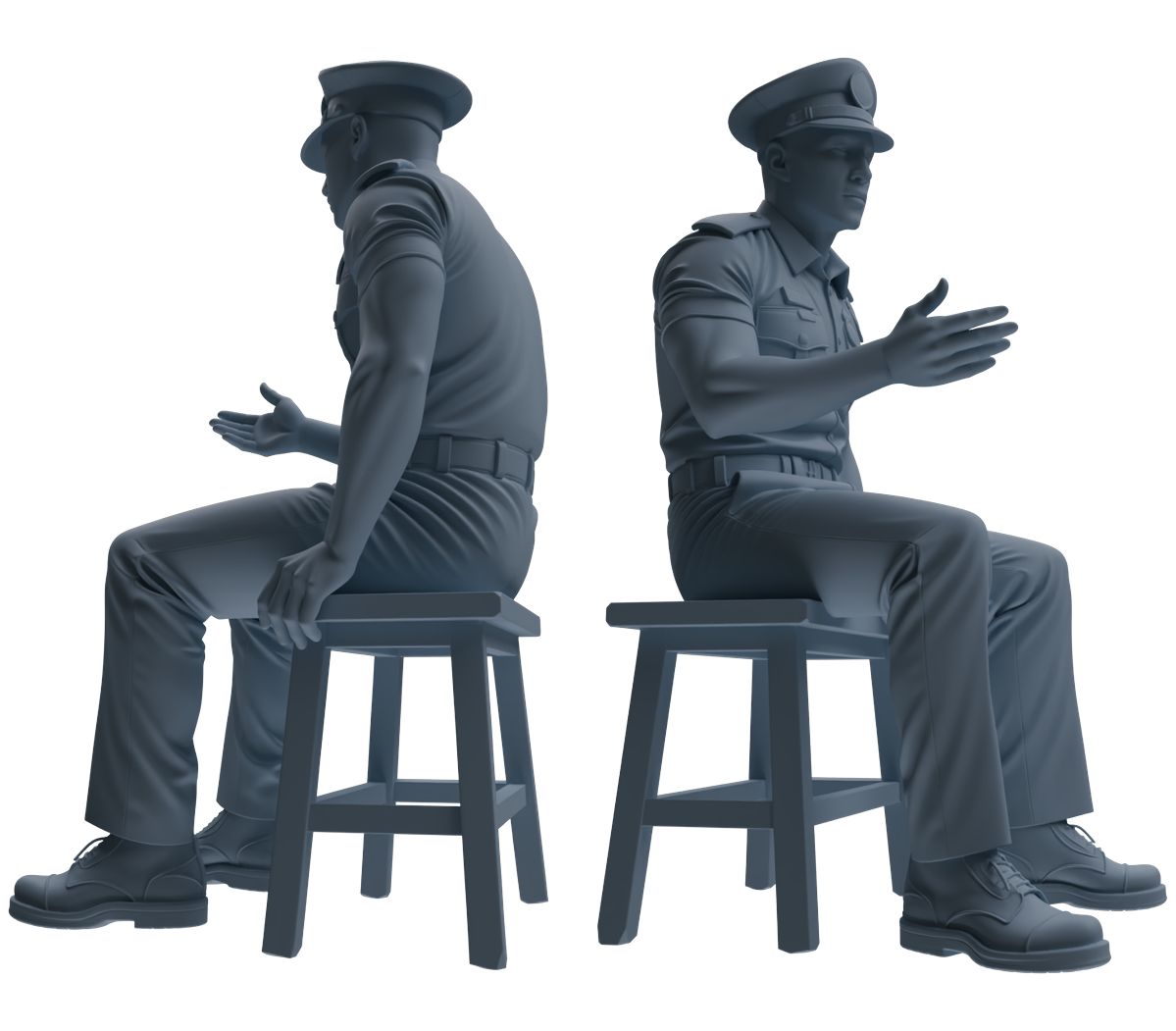 Detail view of MRY-SFW LYGR768 Modern Hong Kong Police Six-Person Discussion Group Model
