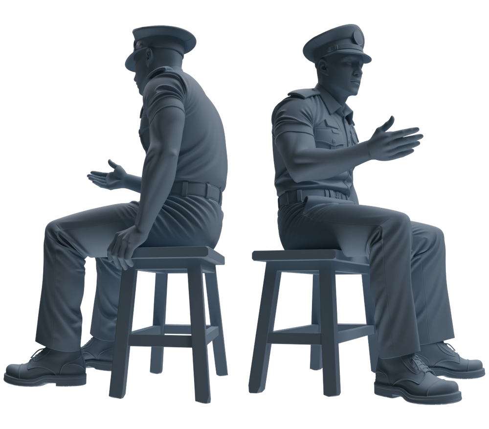 Detail view of MRY-SFW LYGR768 Modern Hong Kong Police Six-Person Discussion Group Model