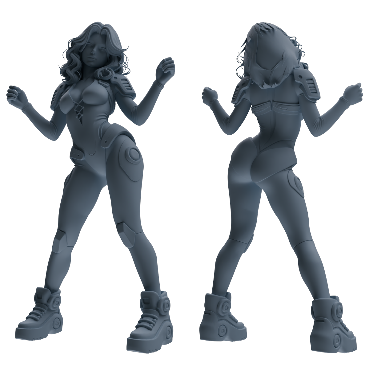 Detail view of MRY-SFW LYTR878 Sci-Fi Modified Woman Figure Modern Model 4 pcs Model