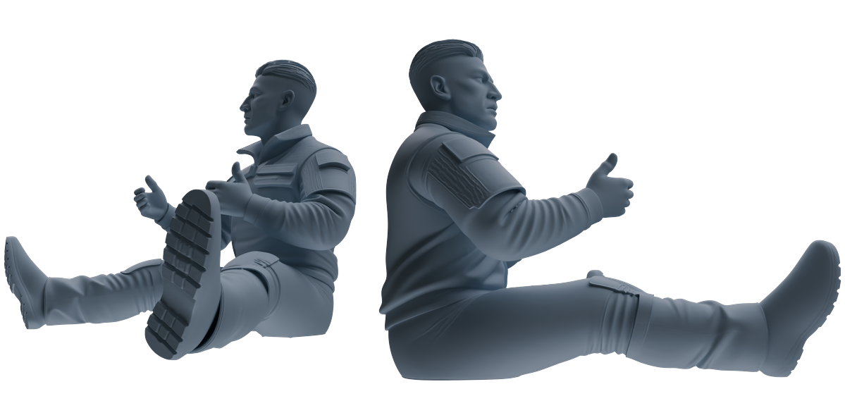 Detail view of MRY-SFW LYGR685 Modern U.S. Military Six-Person Talking Group Model