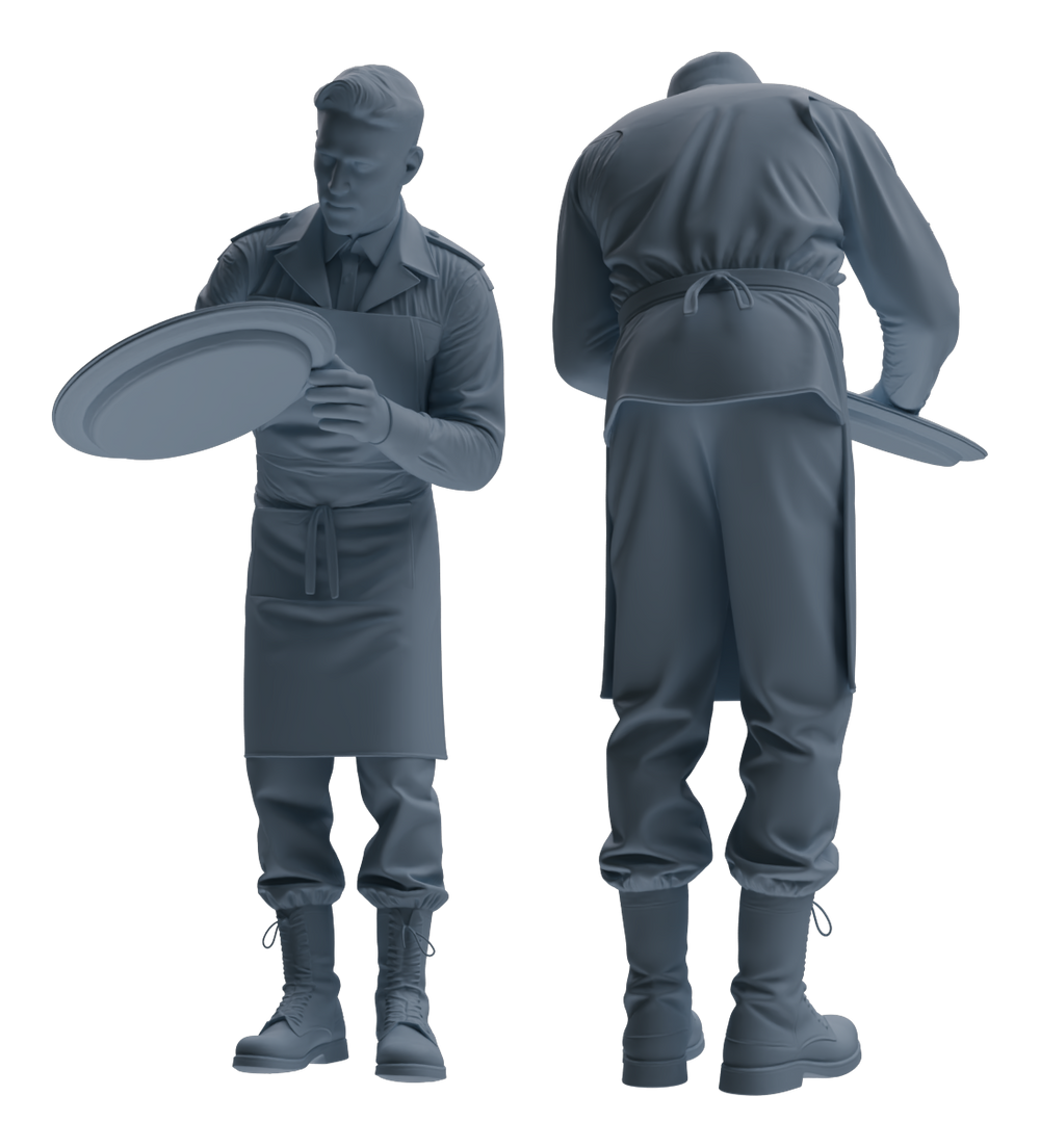Detail view of MRY-SFW LYGR597 Historical WWII U.S. Army Six-Person Cooking Group Model