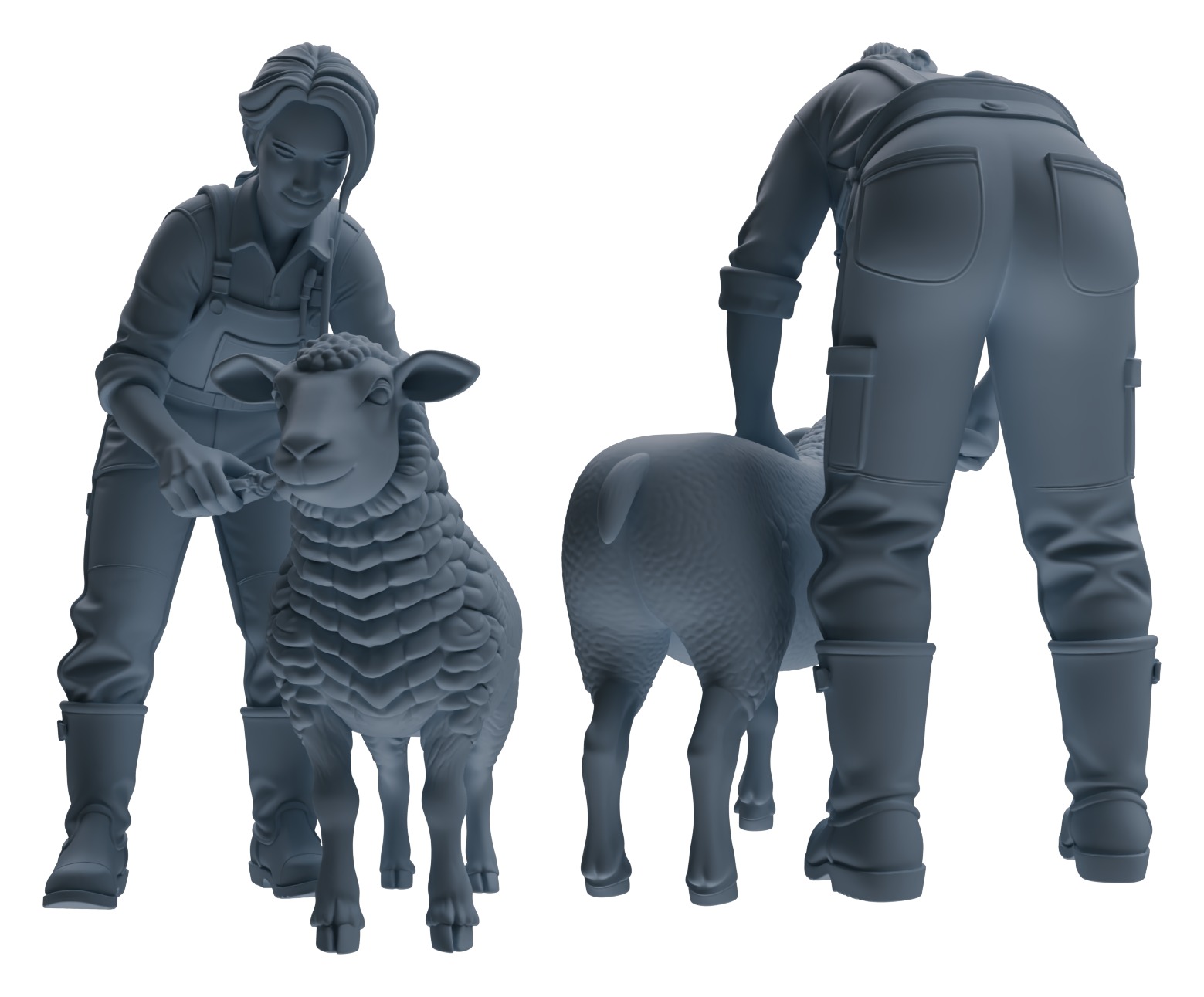 Detail view of MRY-SFW LYTR912 Farm Veterinarian with Livestock Modern Model 4 pcs Model