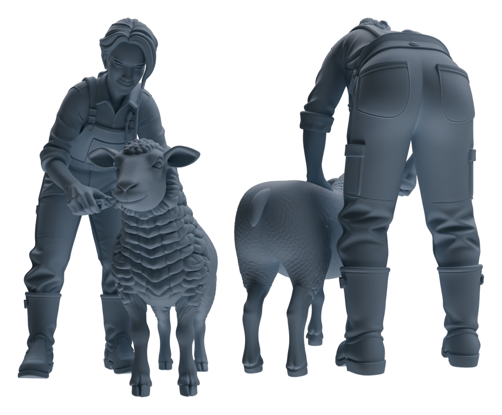 Detail view of MRY-SFW LYTR912 Farm Veterinarian with Livestock Modern Model 4 pcs Model