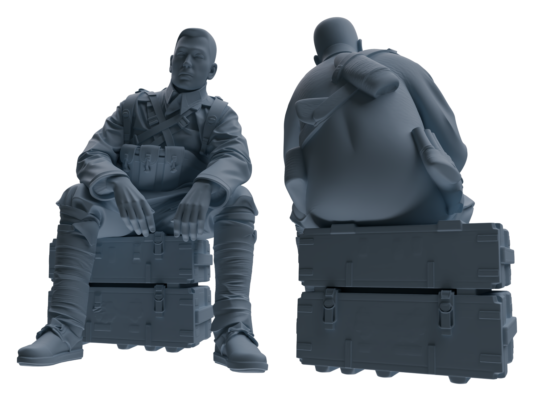 Detail view of MRY-SFW LYGR608 Historical People's Liberation Army Seven-Person Rest Group Model
