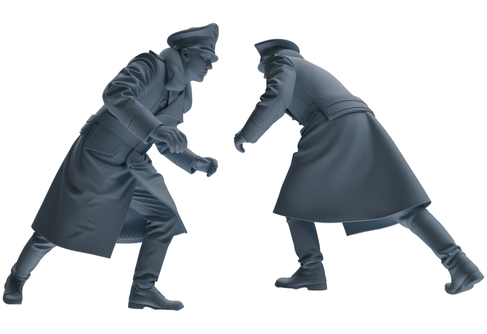 Detail view of MRY-SFW LYGR713 WWII German Army Officer War Scene Six-Person Advancing Group Model