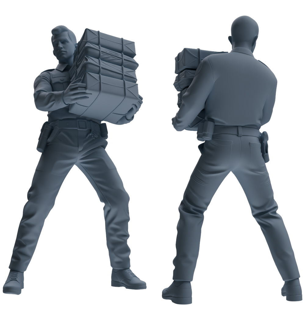 Detail view of MRY-SFW LYGR670 Los Angeles Patrol Police Six-Person Carrying Group Model