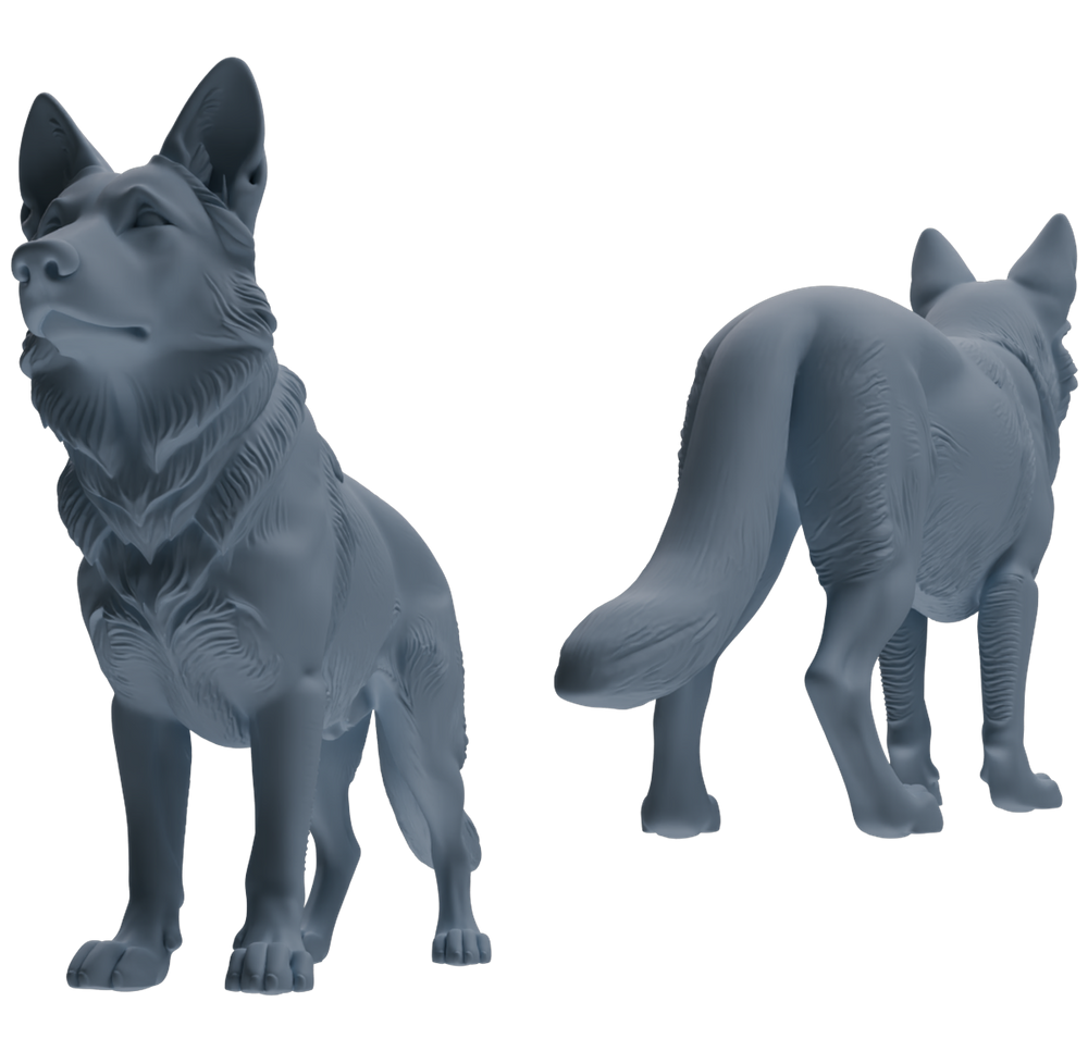Detail view of MRY-SFW LYTR839 German Shepherd Pose Model 4 pcs Miniature Car Diorama Figures Scene Props Accessories Resin Model