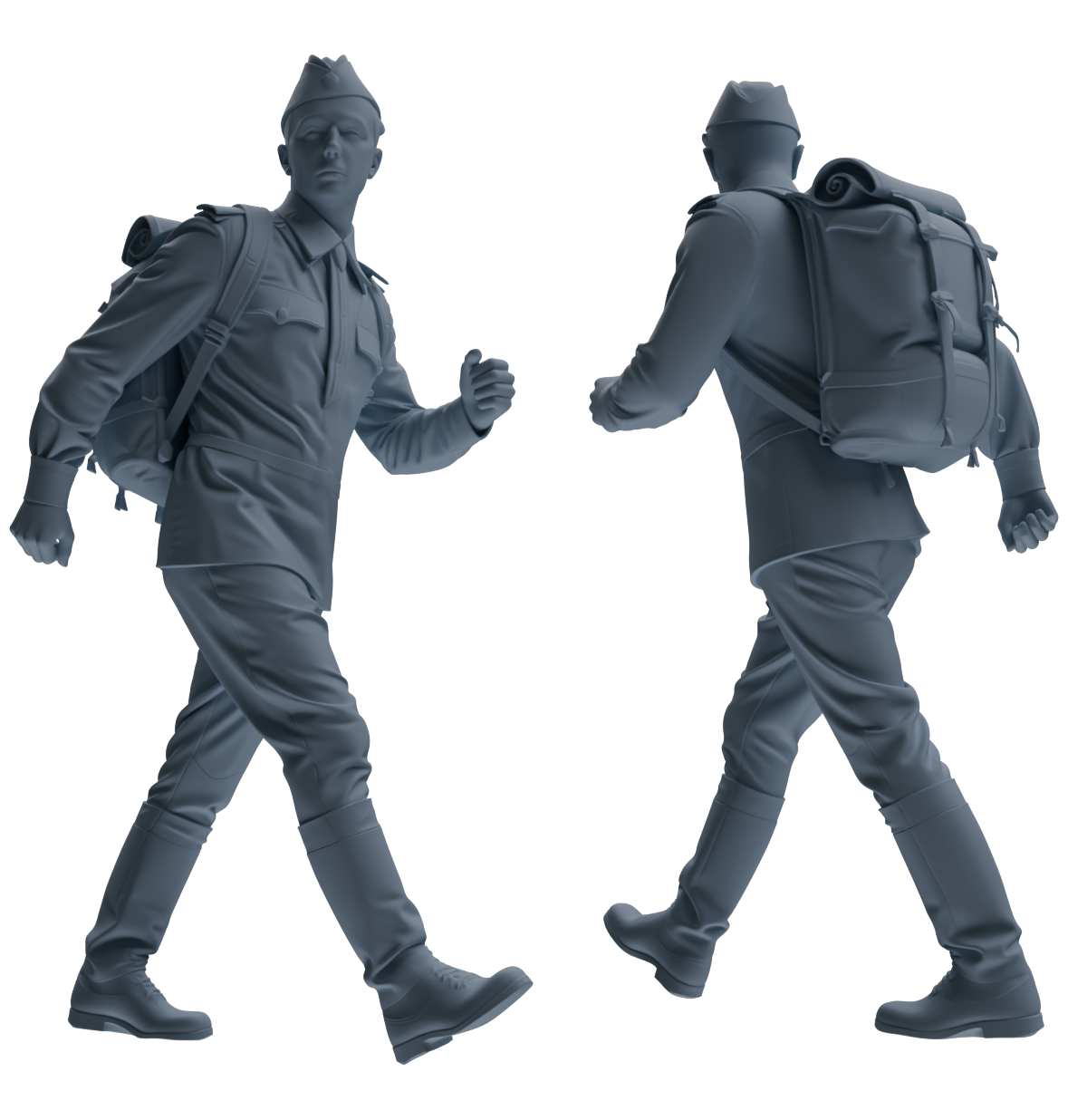 Detail view of MRY-SFW LYGR727 WWII Soviet Army War Scene Six-Person Carrying Group Model