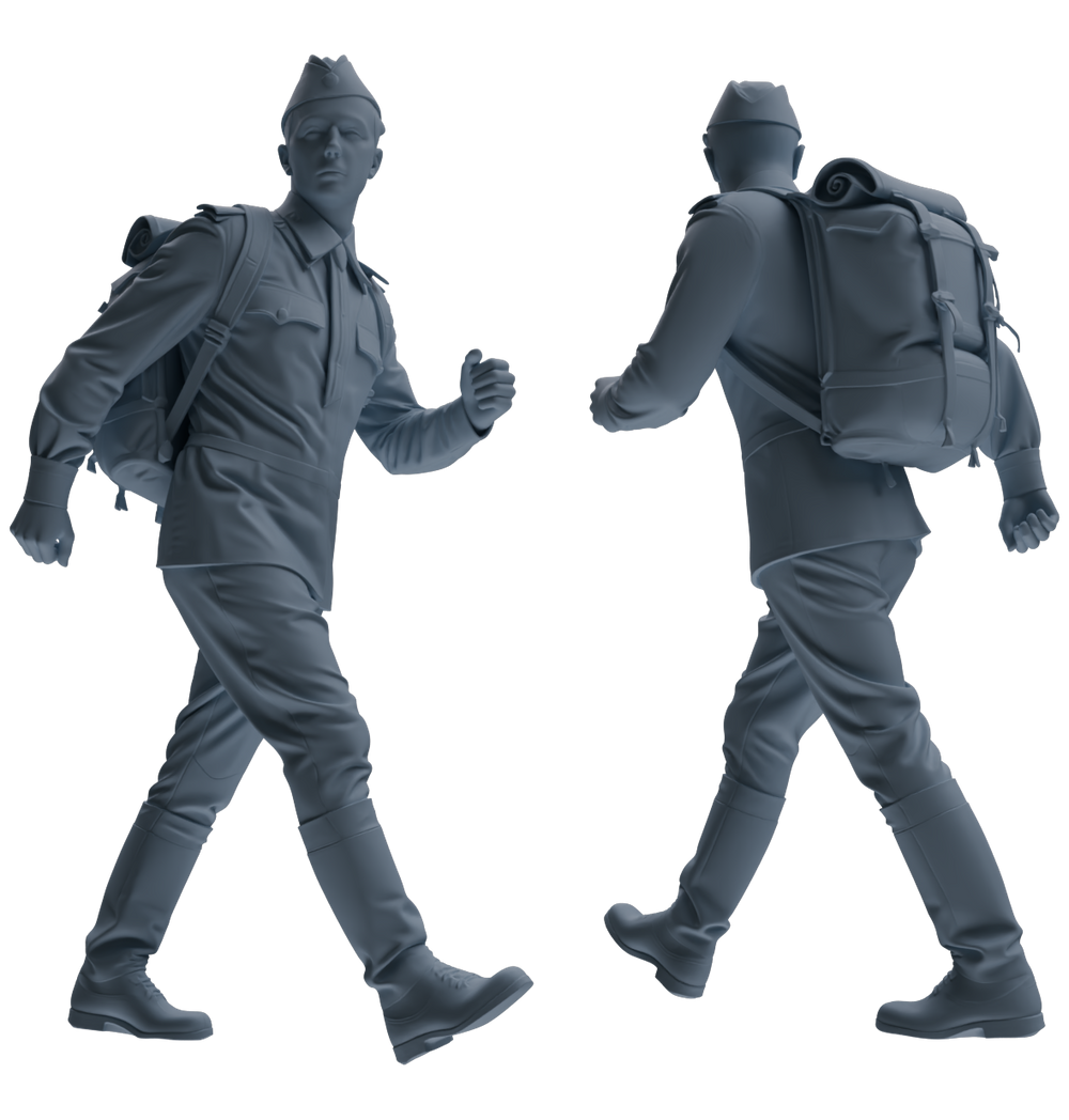 Detail view of MRY-SFW LYGR727 WWII Soviet Army War Scene Six-Person Carrying Group Model