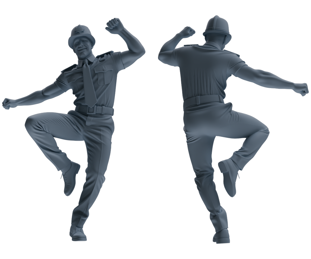 Detail view of MRY-SFW LYGR807 Modern British Police Six-Person Dancing Group Model
