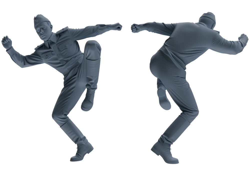 Detail view of MRY-SFW LYGR733 WWII Soviet Army War Scene Six-Person Dancing Group Model