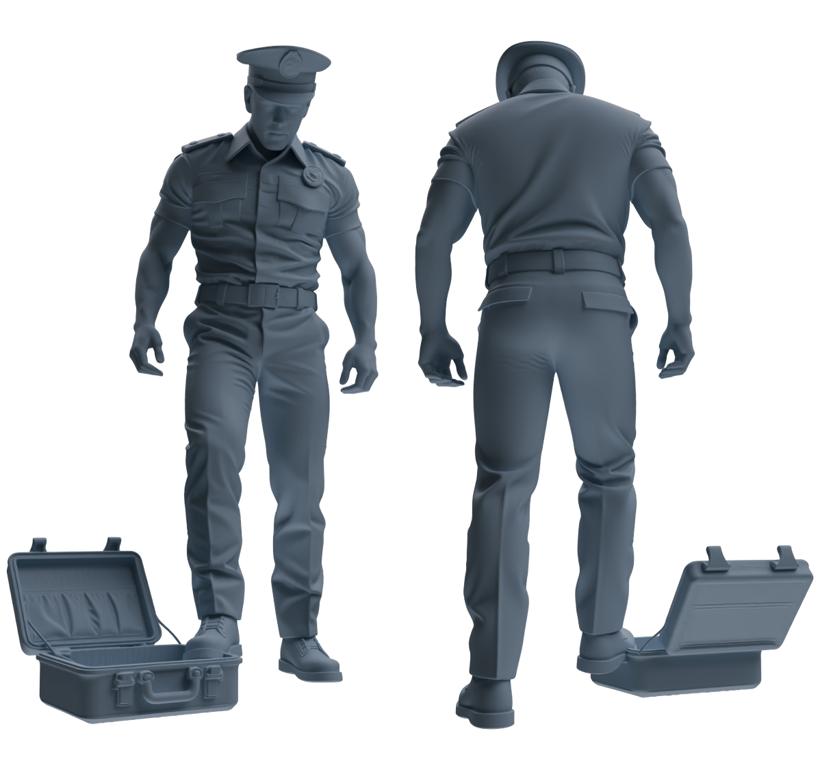 Detail view of MRY-SFW LYGR772 Modern Hong Kong Police Six-Person Combat Readiness Group Model