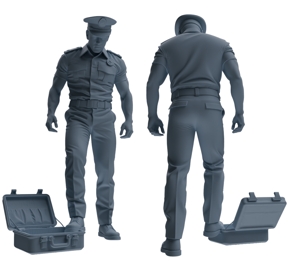 Detail view of MRY-SFW LYGR772 Modern Hong Kong Police Six-Person Combat Readiness Group Model