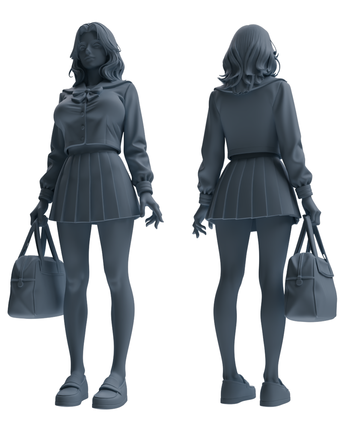 Detail view of MRY-SFW LYTR848 JK Uniform School Girl Figure Modern Model 4 pcs Miniature Car Diorama Figures Scene Props Accessories Resin Model