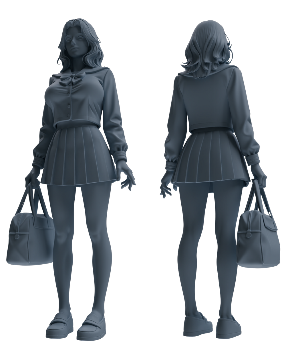 Detail view of MRY-SFW LYTR848 JK Uniform School Girl Figure Modern Model 4 pcs Miniature Car Diorama Figures Scene Props Accessories Resin Model