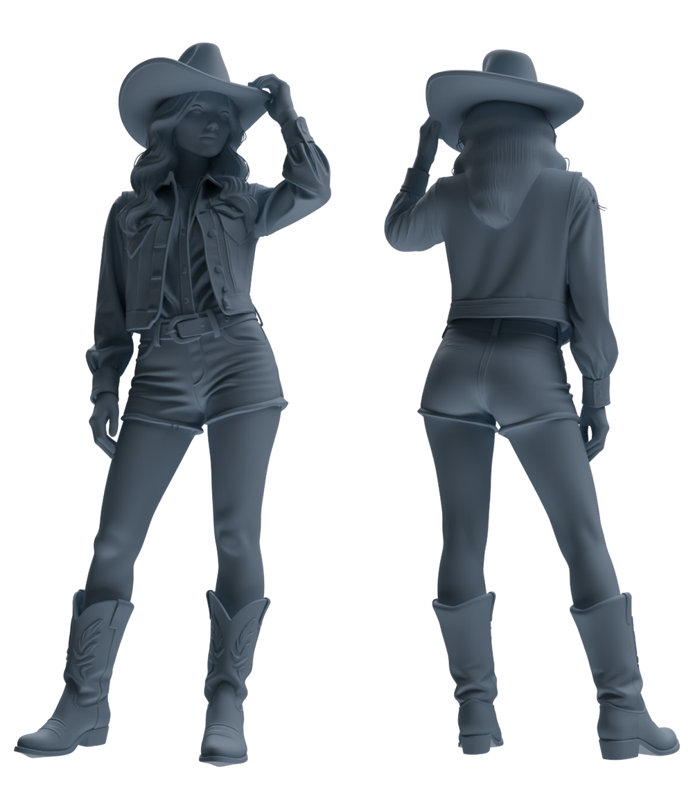 Detail view of MRY-SFW LYTR893 Cowboy Style Girl Modern Model 4 pcs Model