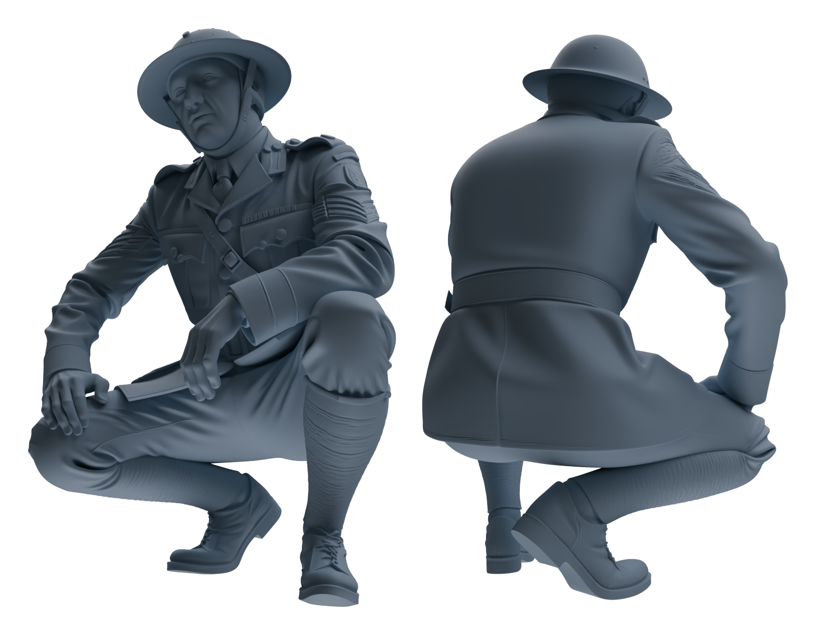Detail view of MRY-SFW LYGR599 Historical WWII British Army Six-Person Daily Routine Model