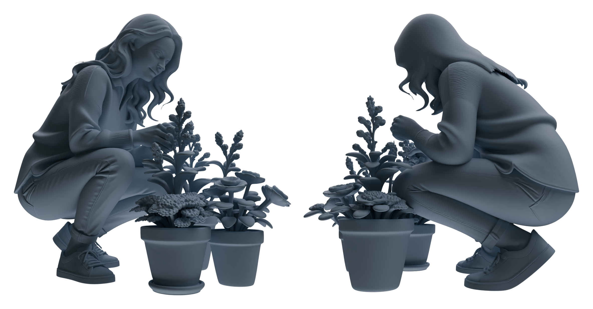 Detail view of MRY-SFW LYTR921 Gardening Woman Multi-pose Modern Model 4 pcs Model