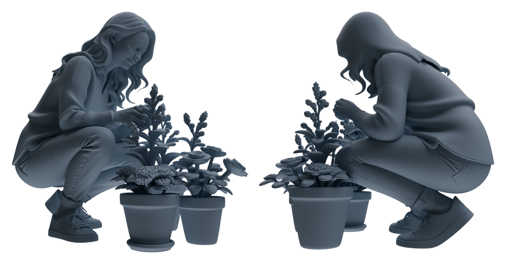 Detail view of MRY-SFW LYTR921 Gardening Woman Multi-pose Modern Model 4 pcs Model