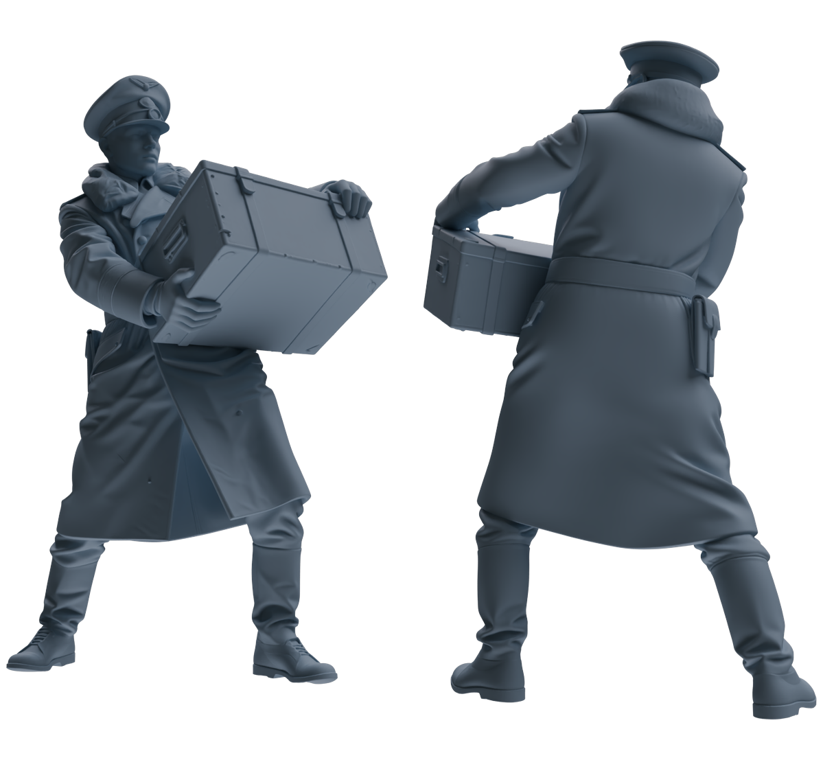 Detail view of MRY-SFW LYGR712 WWII German Army Officer War Scene Six-Person Carrying Group Model