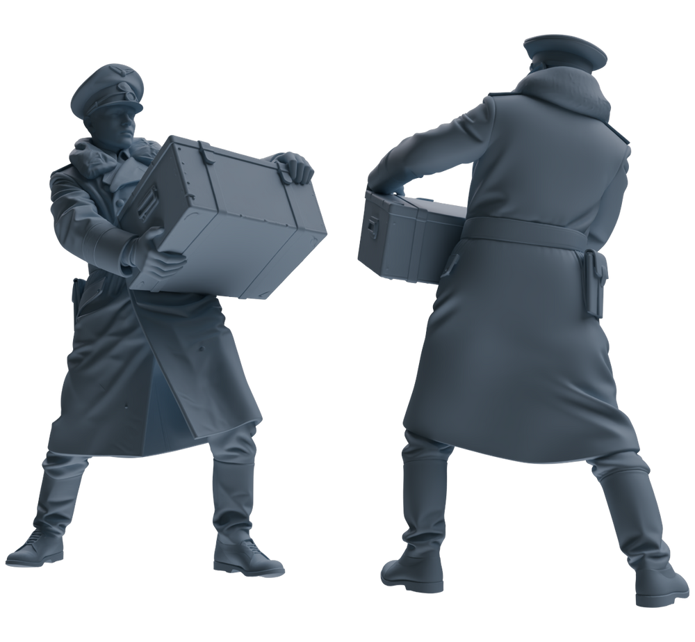 Detail view of MRY-SFW LYGR712 WWII German Army Officer War Scene Six-Person Carrying Group Model