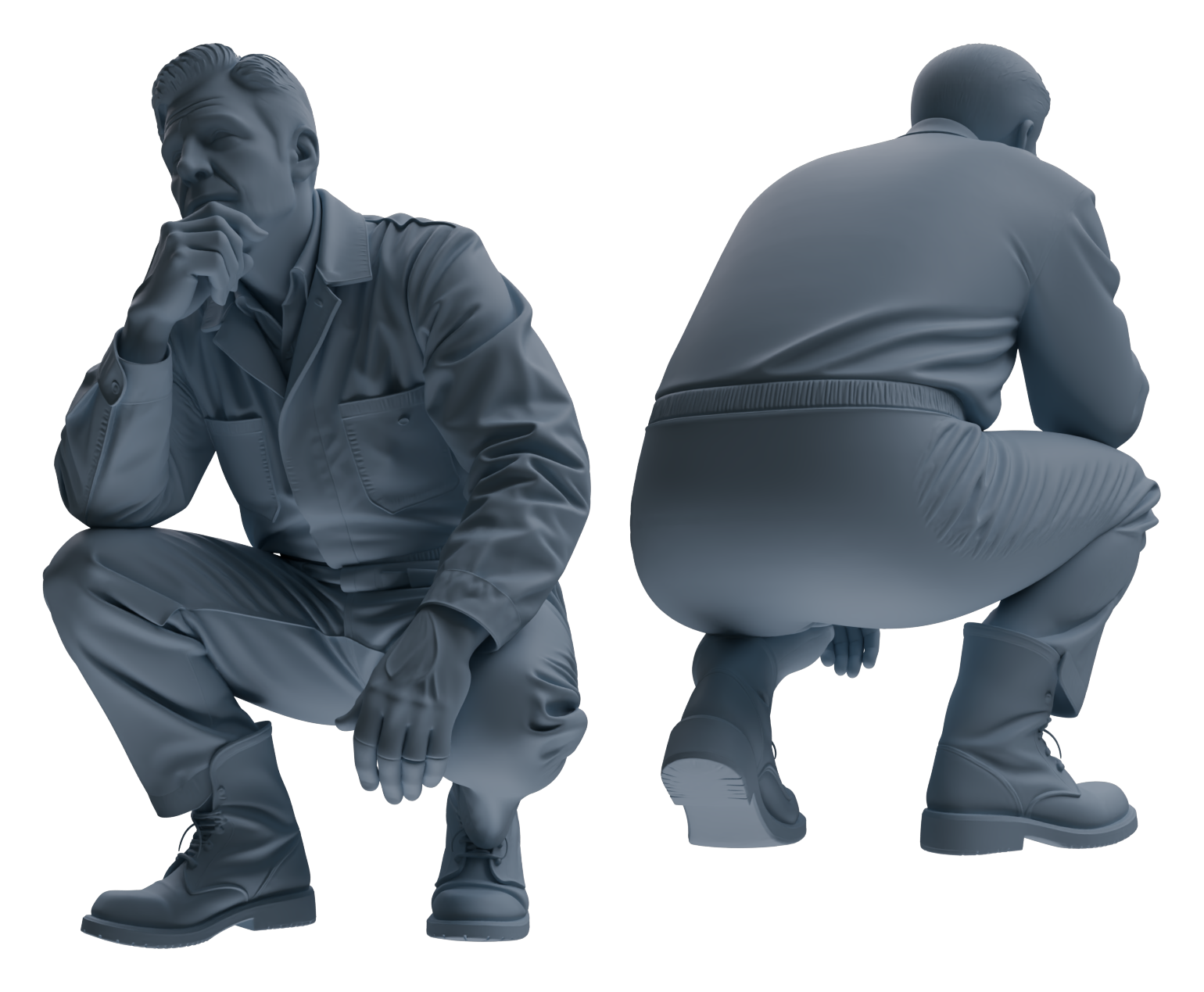 Detail view of MRY-SFW LYTR913 Farm Worker Man Multi-pose Modern Model 4 pcs Model