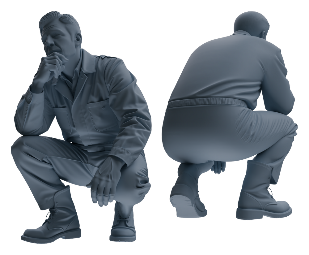 Detail view of MRY-SFW LYTR913 Farm Worker Man Multi-pose Modern Model 4 pcs Model