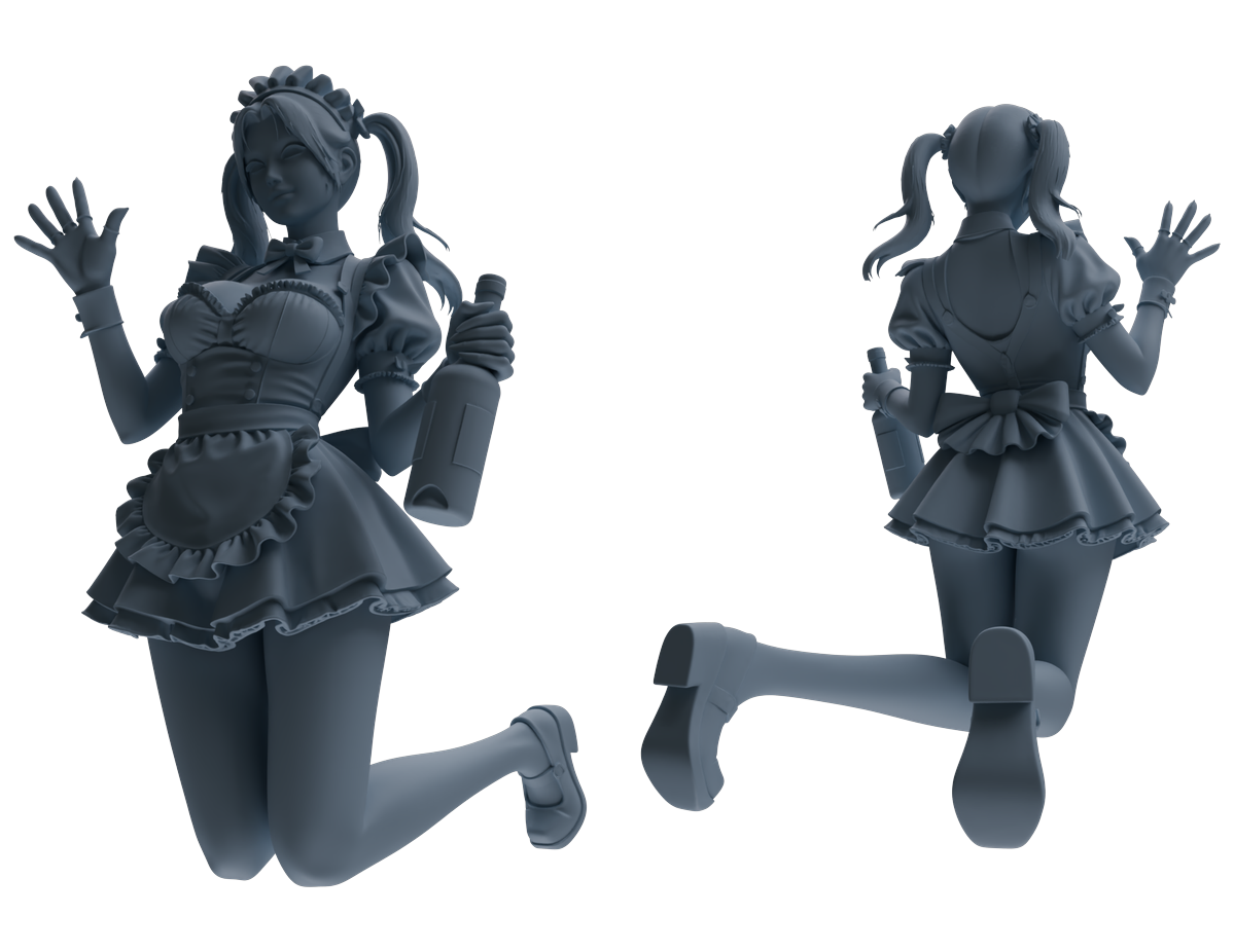 Detail view of MRY-SFW LYTR875 Multi-scene Maid Girl Figure Modern Model 4 pcs Model