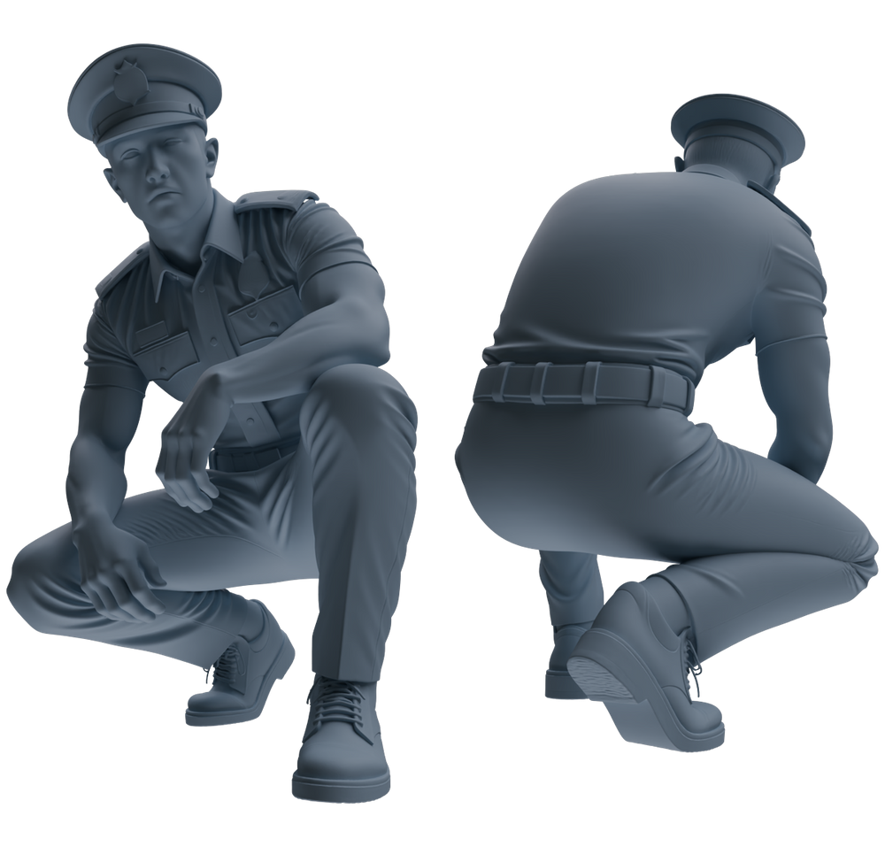 Detail view of MRY-SFW LYGR766 Modern Hong Kong Police Six-Person Daily Routine Model