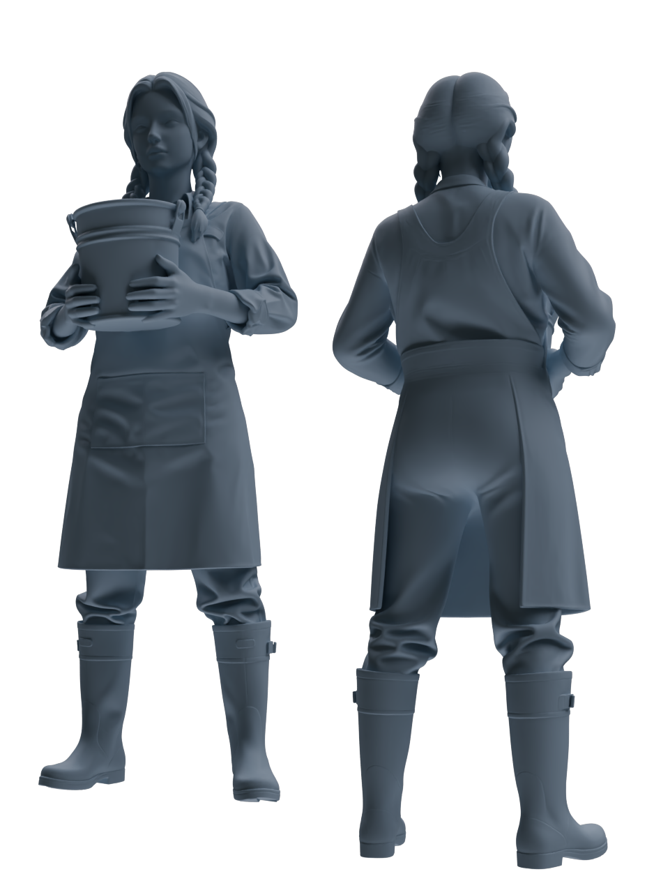 Detail view of MRY-SFW LYTR901 Farm Woman with Bucket Modern Model 4 pcs Model