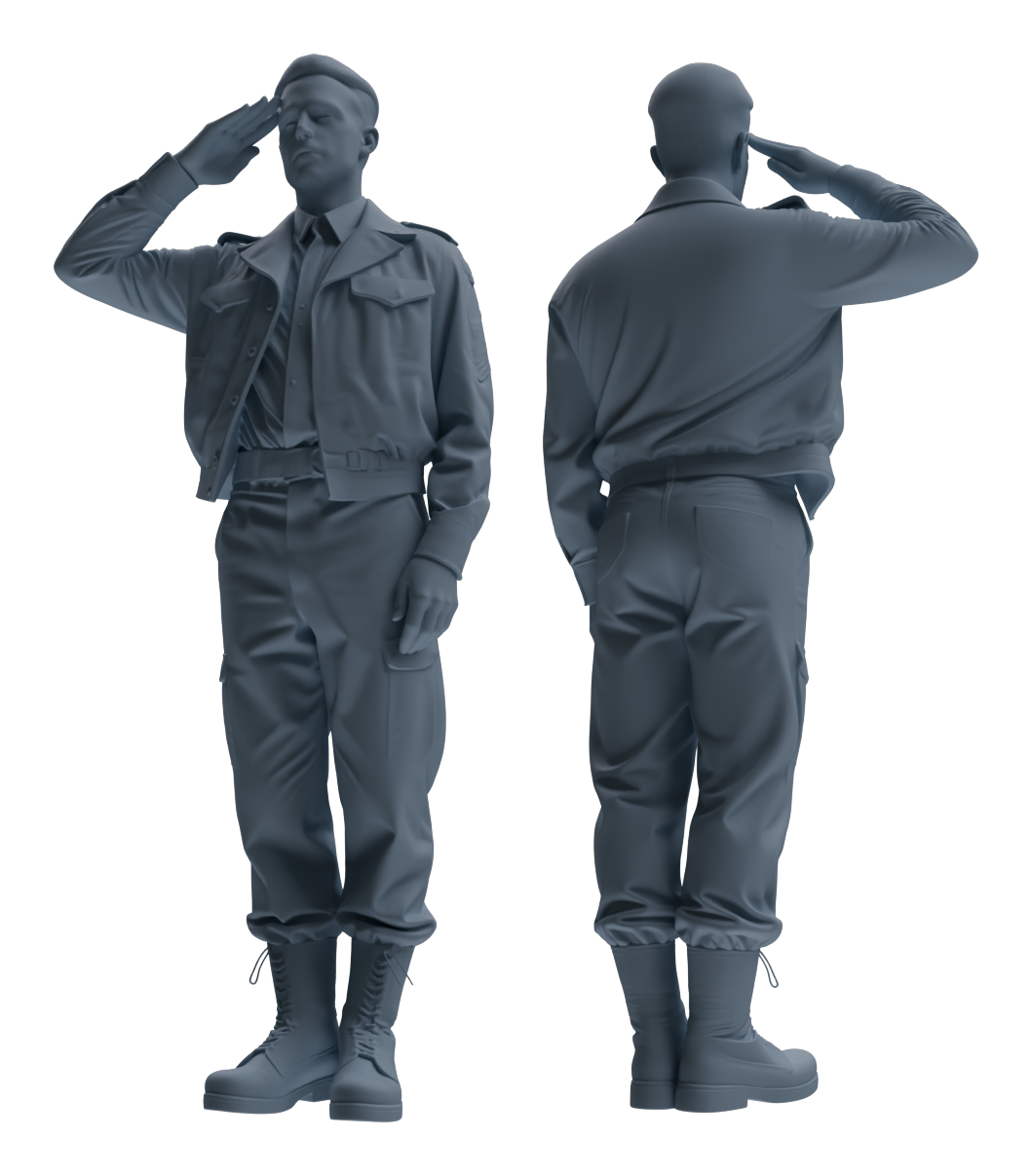 Detail view of MRY-SFW LYGR596 Historical WWII U.S. Army Six-Person Command Group Model