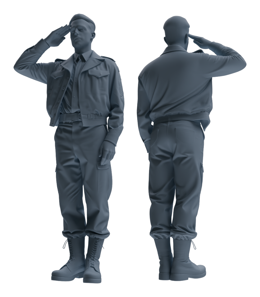 Detail view of MRY-SFW LYGR596 Historical WWII U.S. Army Six-Person Command Group Model