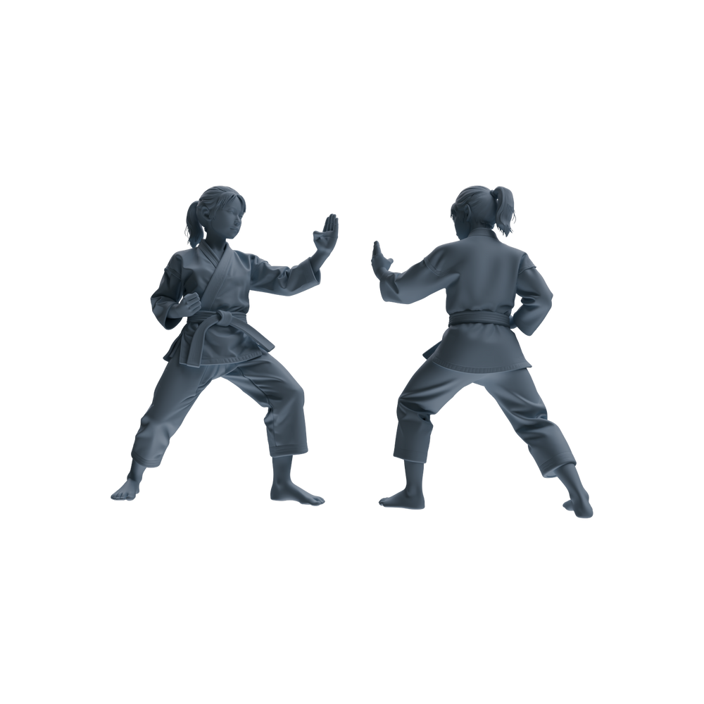 Detail view of MRY-SFW LYTR814 Karate Child Athlete Figure Modern Model 4 pcs Miniature Car Diorama Figures Scene Props Accessories Resin Model