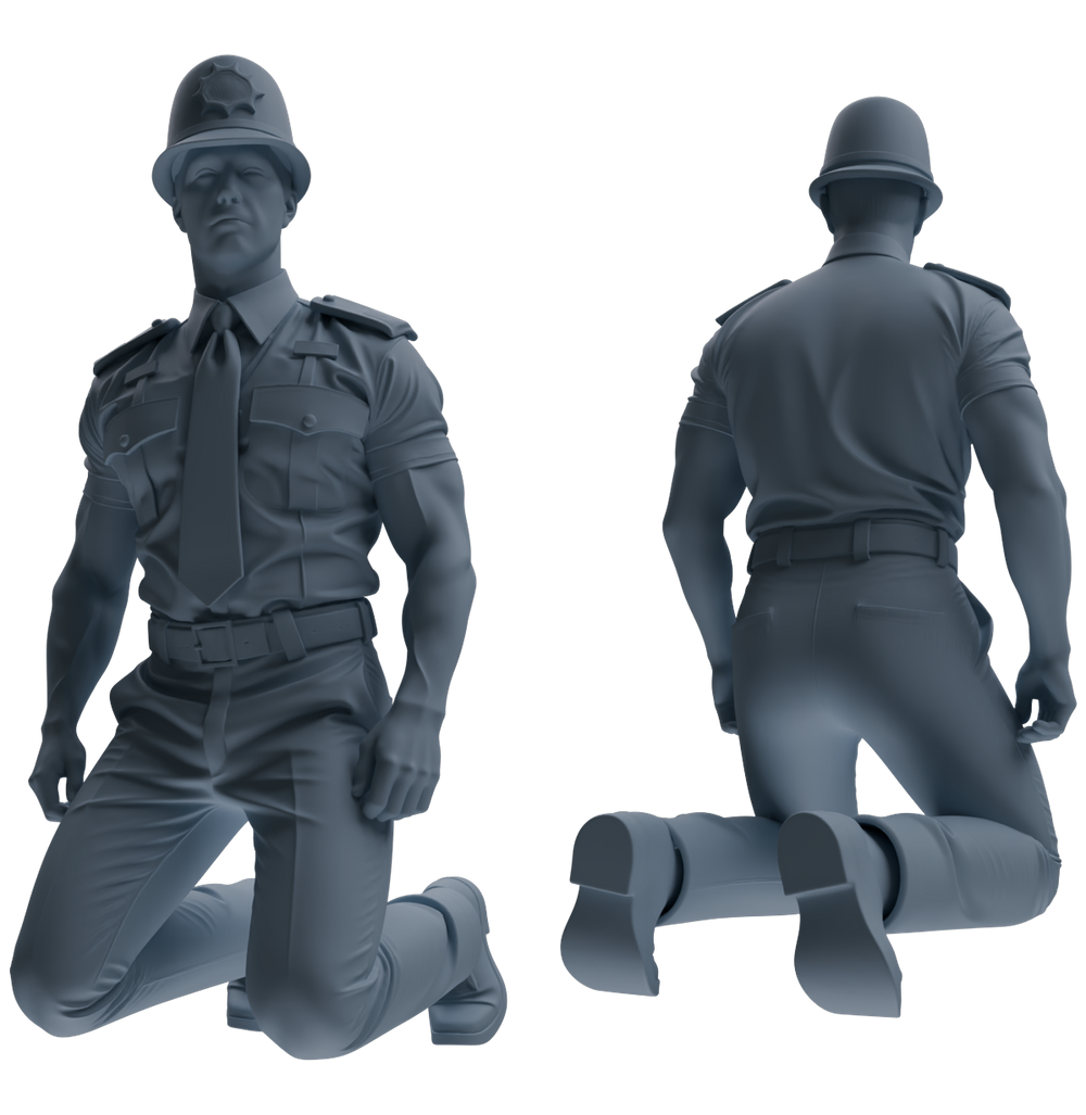 Detail view of MRY-SFW LYGR798 Modern British Police Six-Person Scolding Group Model