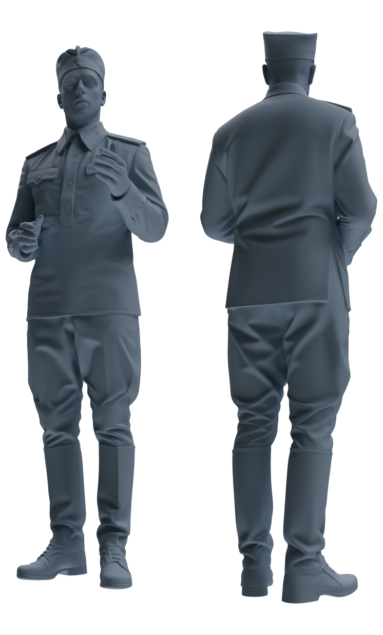 Detail view of MRY-SFW LYGR732 WWII Soviet Army War Scene Daily Routine 2 Seven-Person Group Model