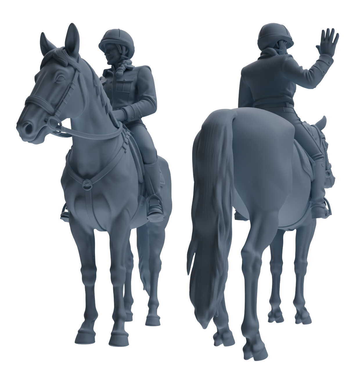Detail view of MRY-SFW LYTR911 Cowgirl with Horse Modern Model 4 pcs Model