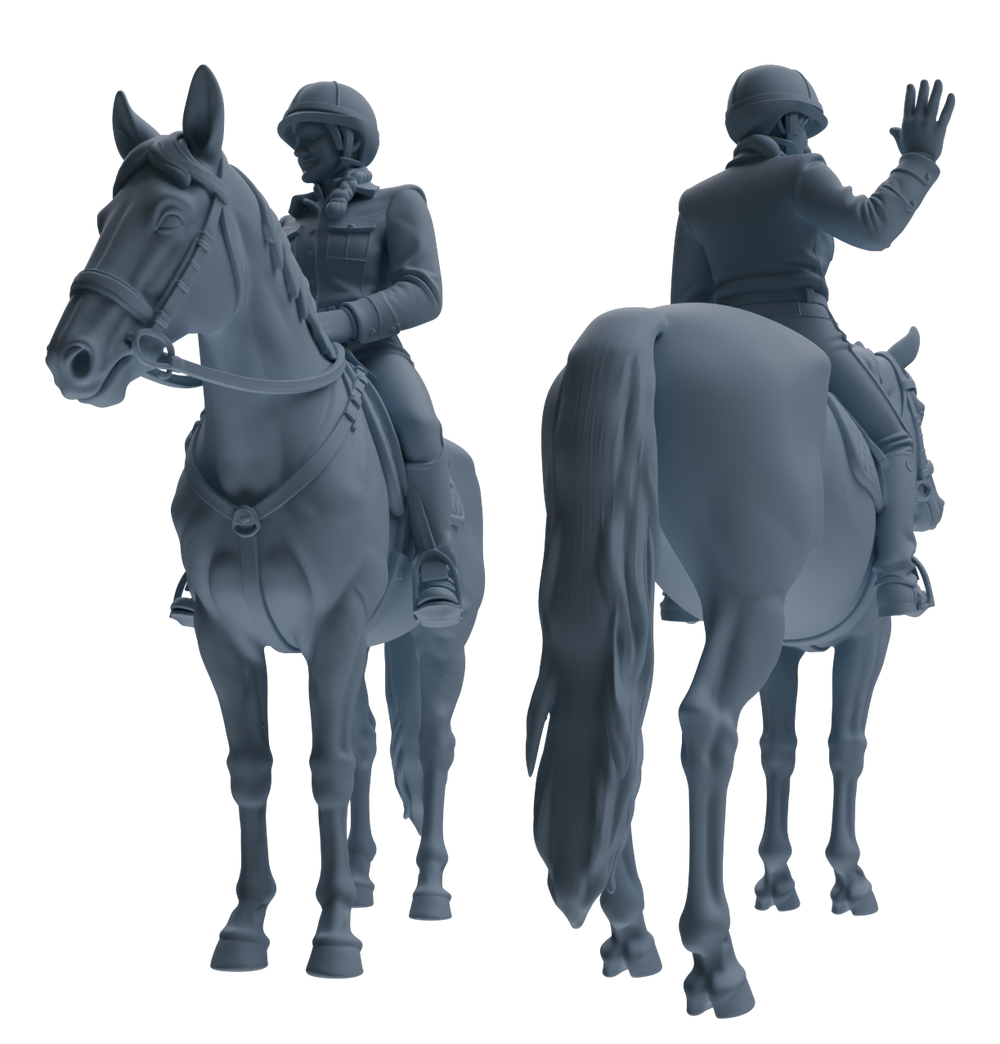 Detail view of MRY-SFW LYTR911 Cowgirl with Horse Modern Model 4 pcs Model
