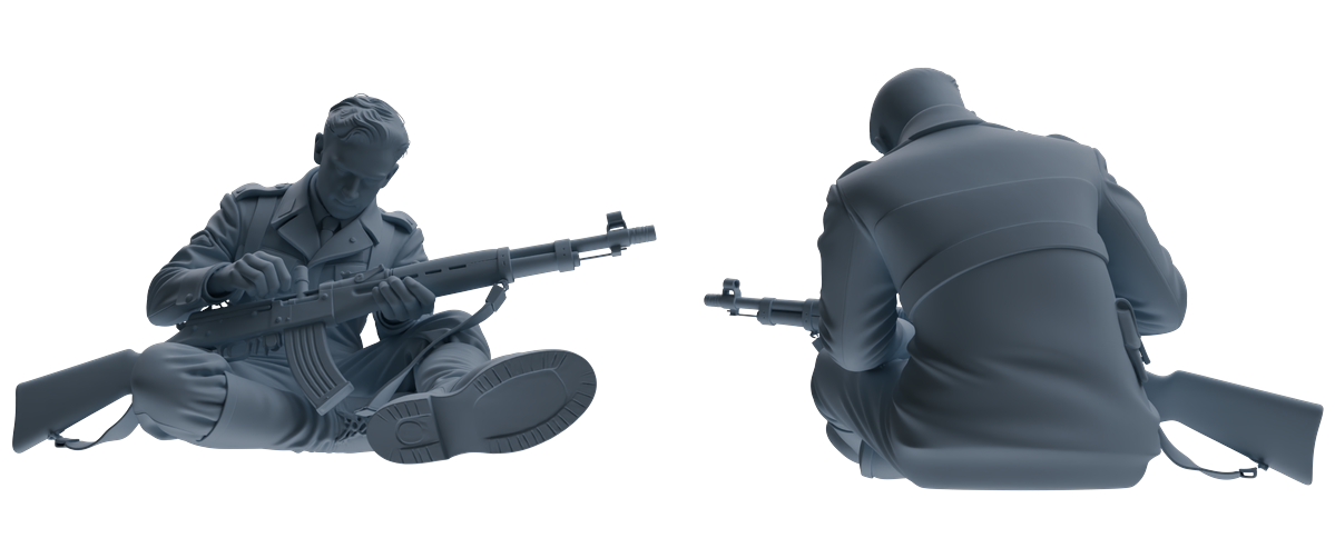 MRY-SFW SSTR209 Miniatures Soldier Model Kit WWII Gas Mask Soldier Pose Modern Model 4 pcs