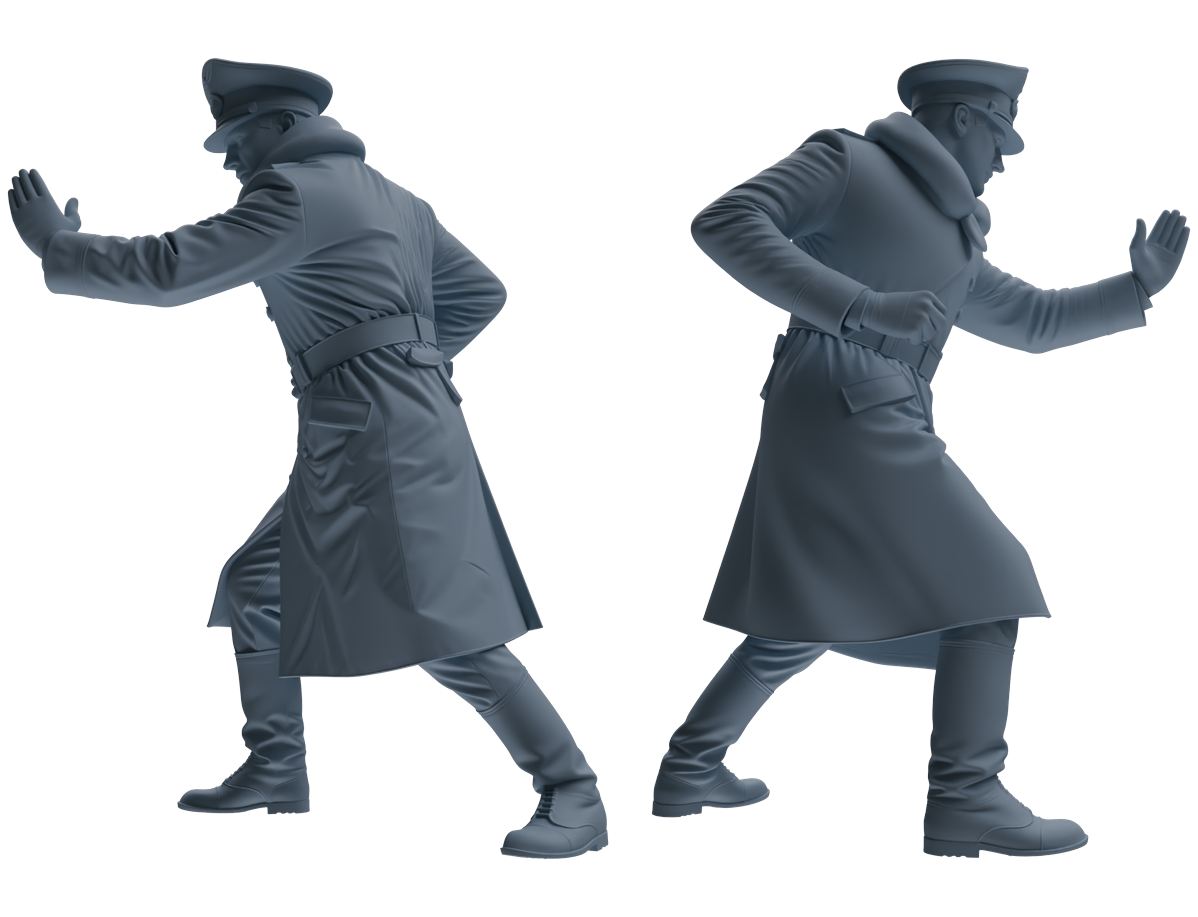 Detail view of MRY-SFW LYGR704 WWII German Army Training Scene Six-Person Officer Combat Group Model