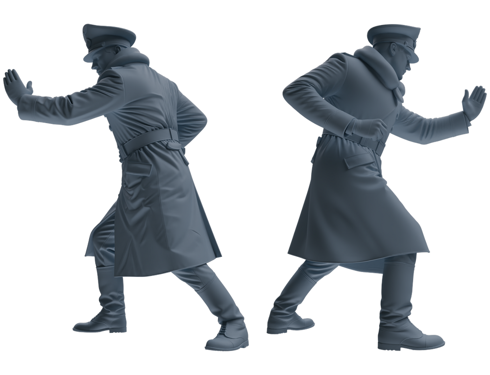 Detail view of MRY-SFW LYGR704 WWII German Army Training Scene Six-Person Officer Combat Group Model