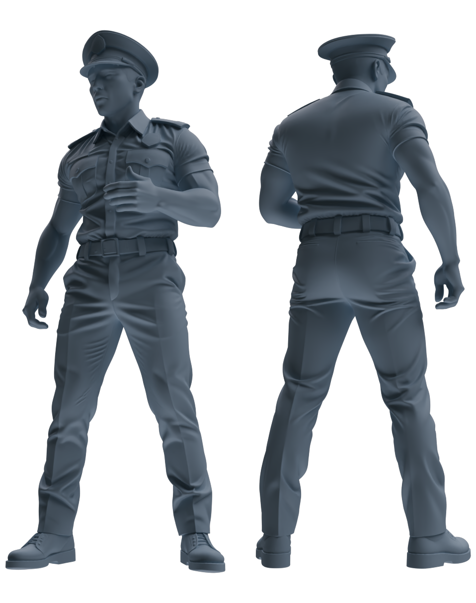 Detail view of MRY-SFW LYGR767 Modern Hong Kong Police Six-Person Daily Routine 2 Model
