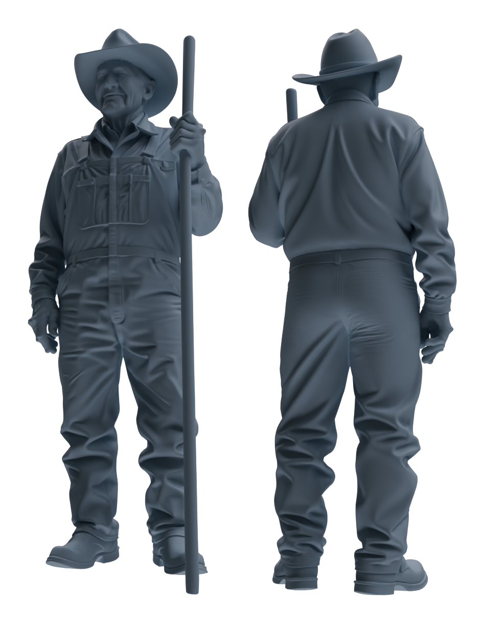 Detail view of MRY-SFW LYTR925 Elderly Farm Worker Multi-pose Modern Model 3 pcs Model