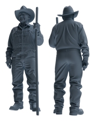 Detail view of MRY-SFW LYTR925 Elderly Farm Worker Multi-pose Modern Model 3 pcs Model