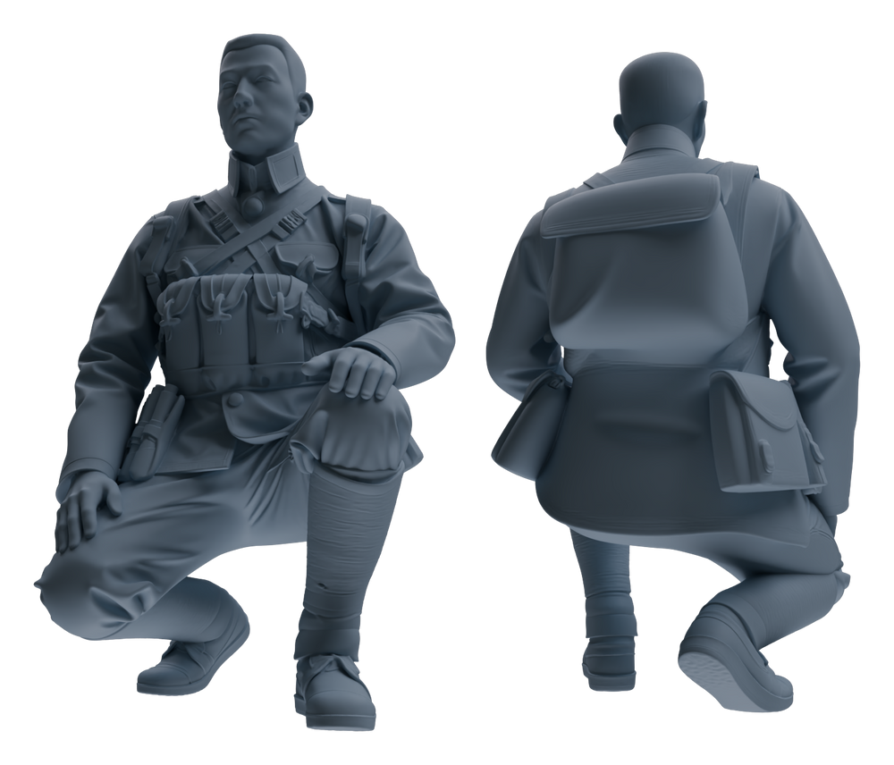 Detail view of MRY-SFW LYGR607 Historical People's Liberation Army Six-Person Daily Routine 2 Model
