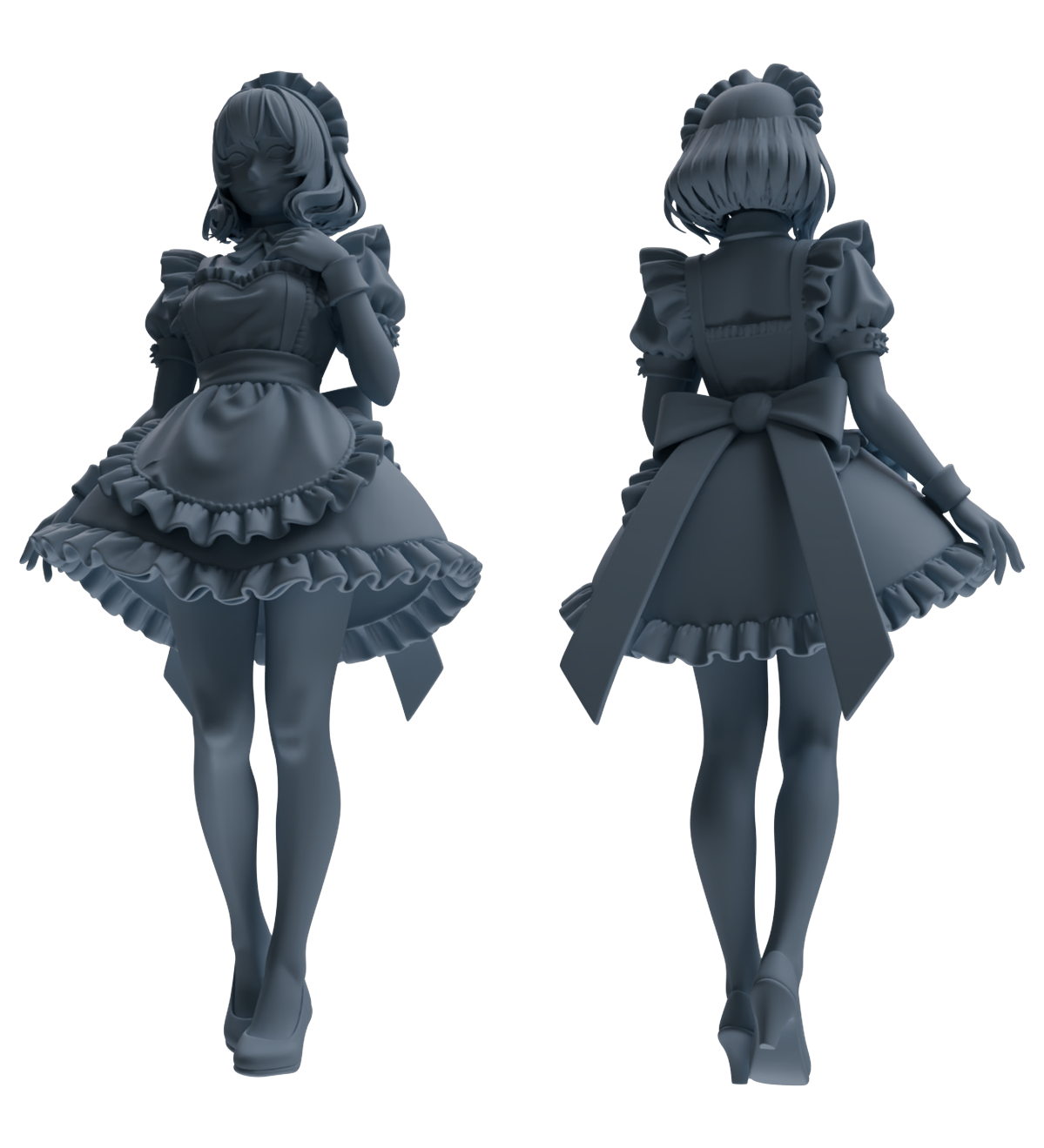 Detail view of MRY-SFW LYTR876 Maid Uniform Girl Figure Modern Model 4 pcs Model