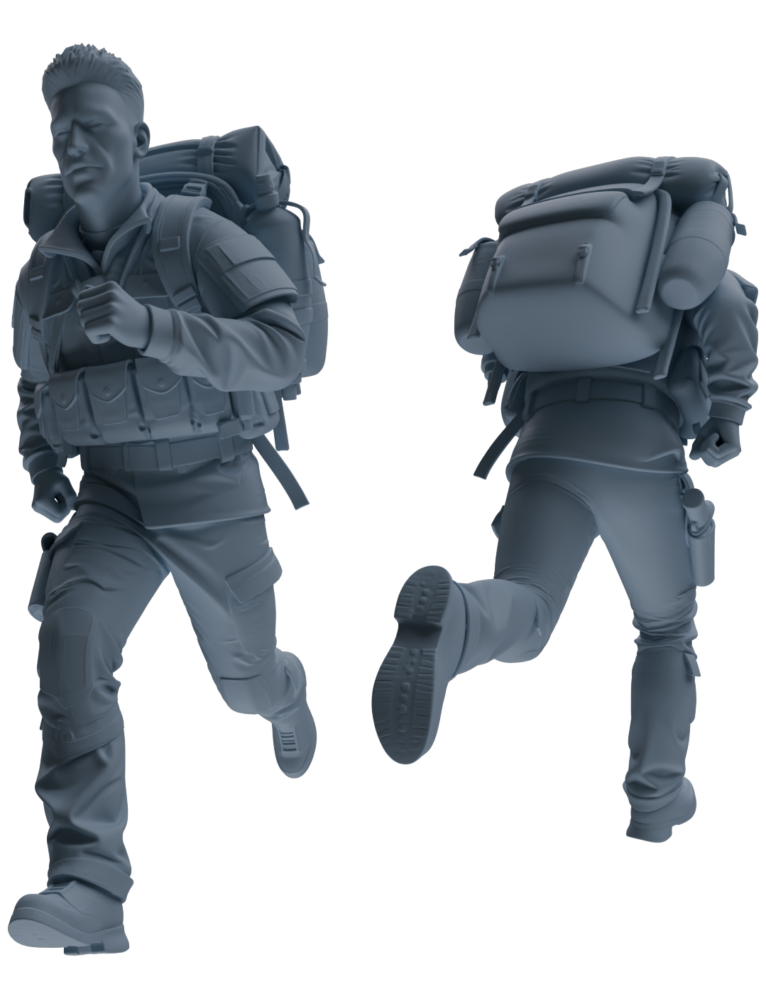 Detail view of MRY-SFW LYGR693 Modern U.S. Military Six-Person Hiking Group Model