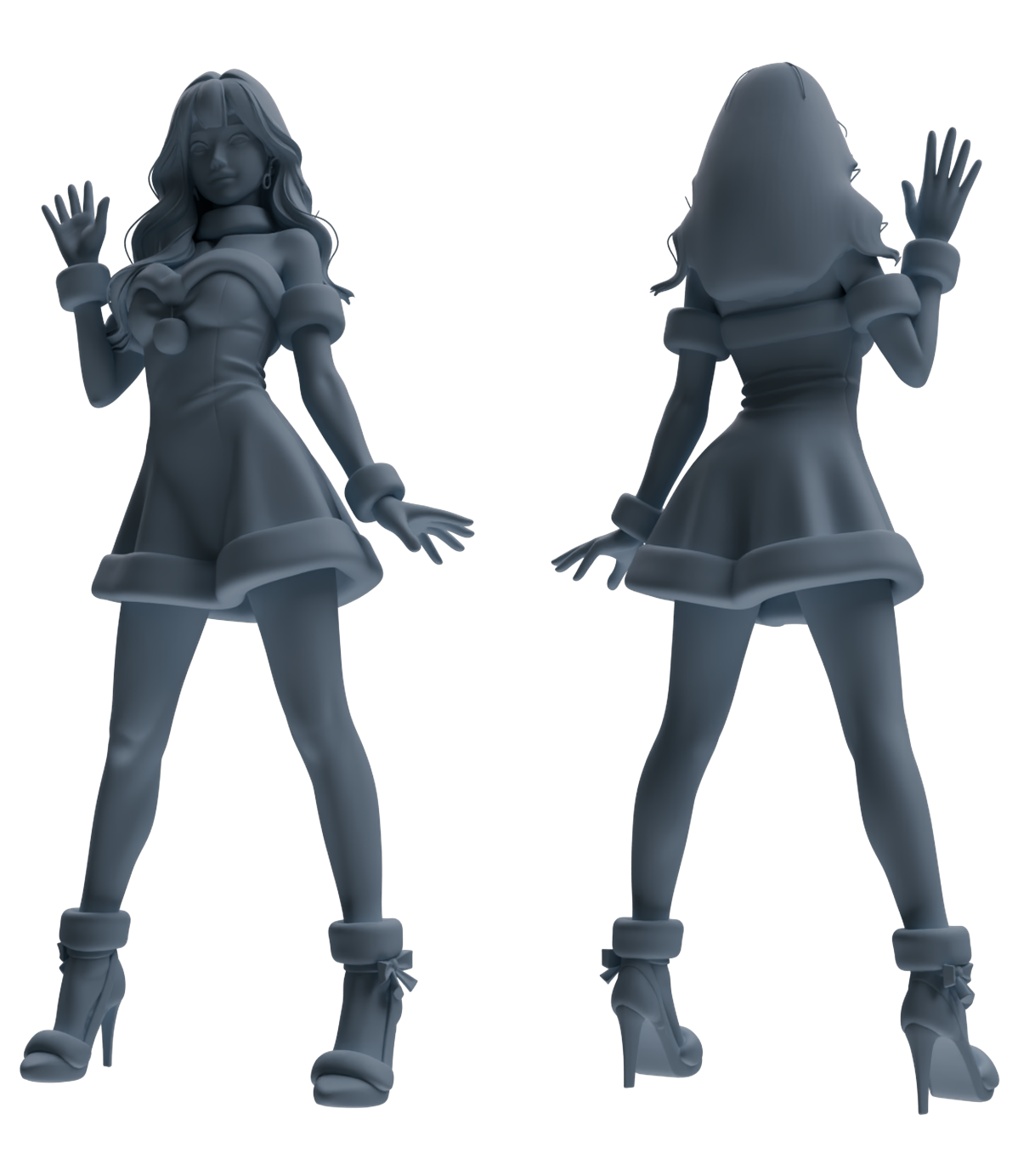 Detail view of MRY-SFW LYTR880 Christmas Themed Girl Figure Modern Model 4 pcs Model